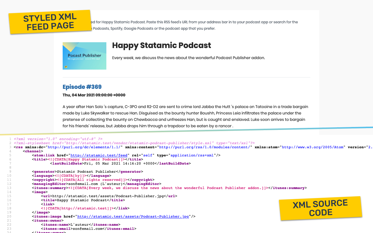 Statamic Podcast XML